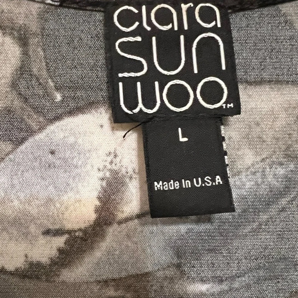 CLARA SUN WOO 3/4 SLEEVES SCOOP V NECK BLACK/GRAY TUNIC - Picture 5 of 5